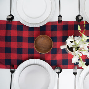 Red & Navy Blue Buffalo Check 4th July Table Runner