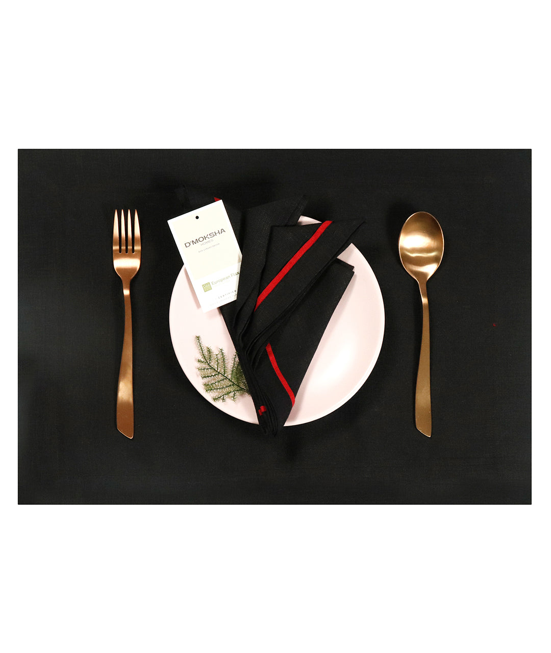 Black & Red Linen Placemats 14 x 19 Inch Set of 4 - Reversible