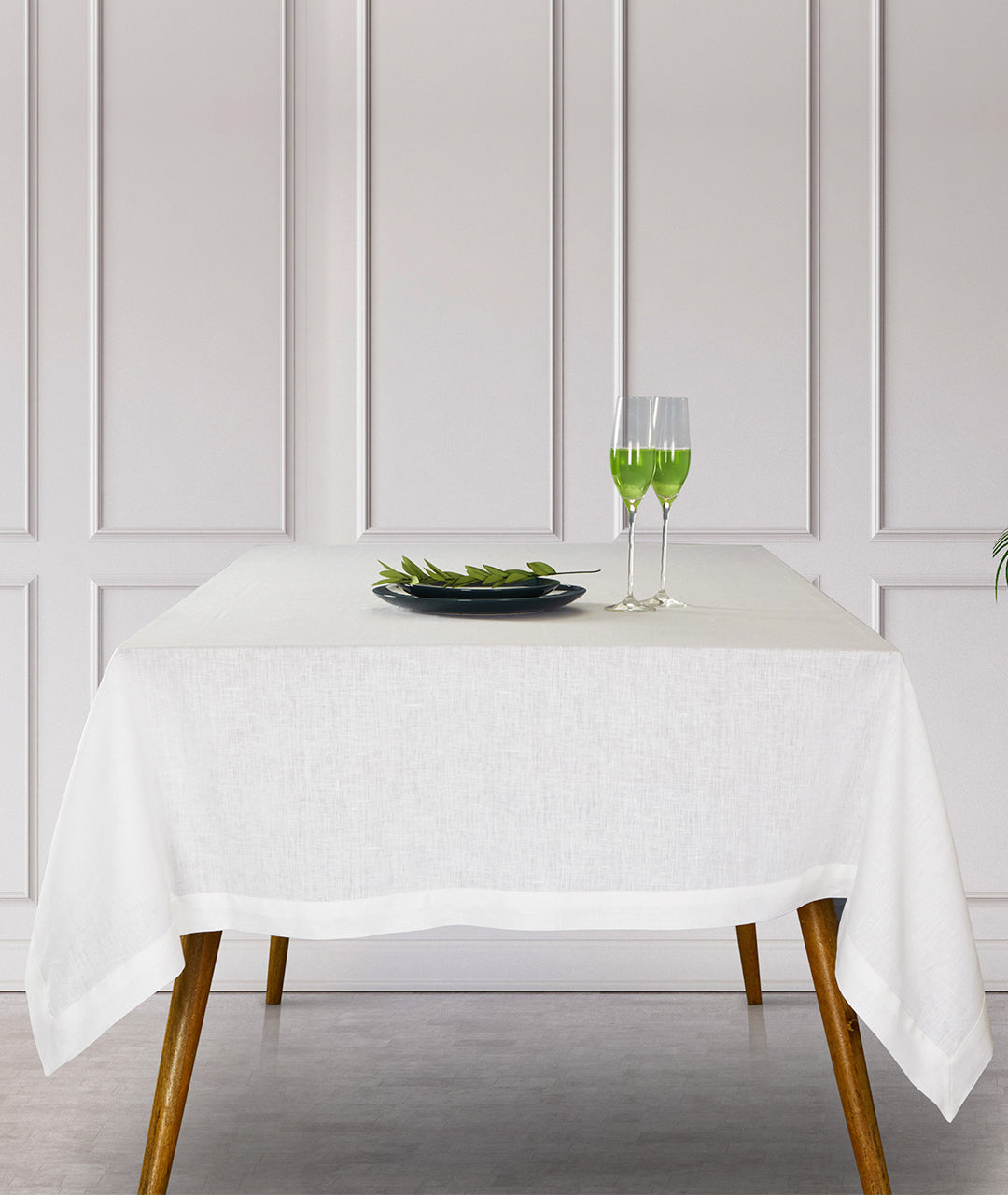 White Linen Tablecloth - Hemmed