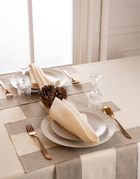 Splicing Linen Placemat - Natural and Ivory