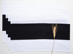 Splicing Linen Placemat - White and Black