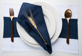 Splicing Linen Placemat - White and Navy Blue