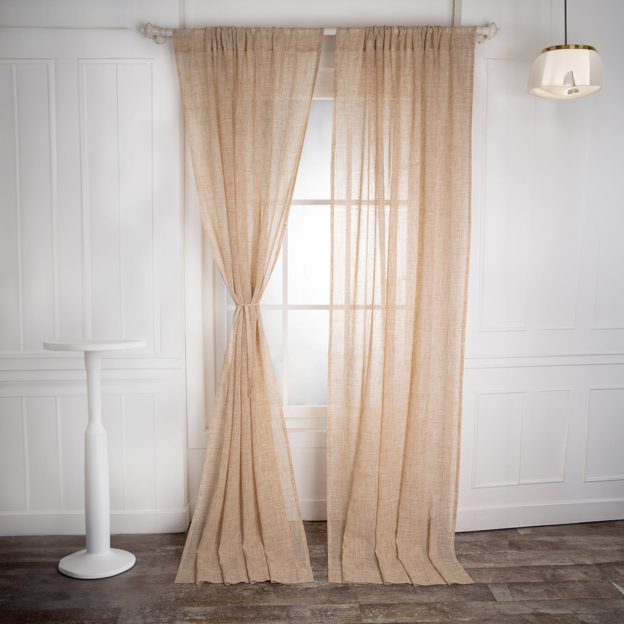 Ivory Beige Faux Jute Curtain