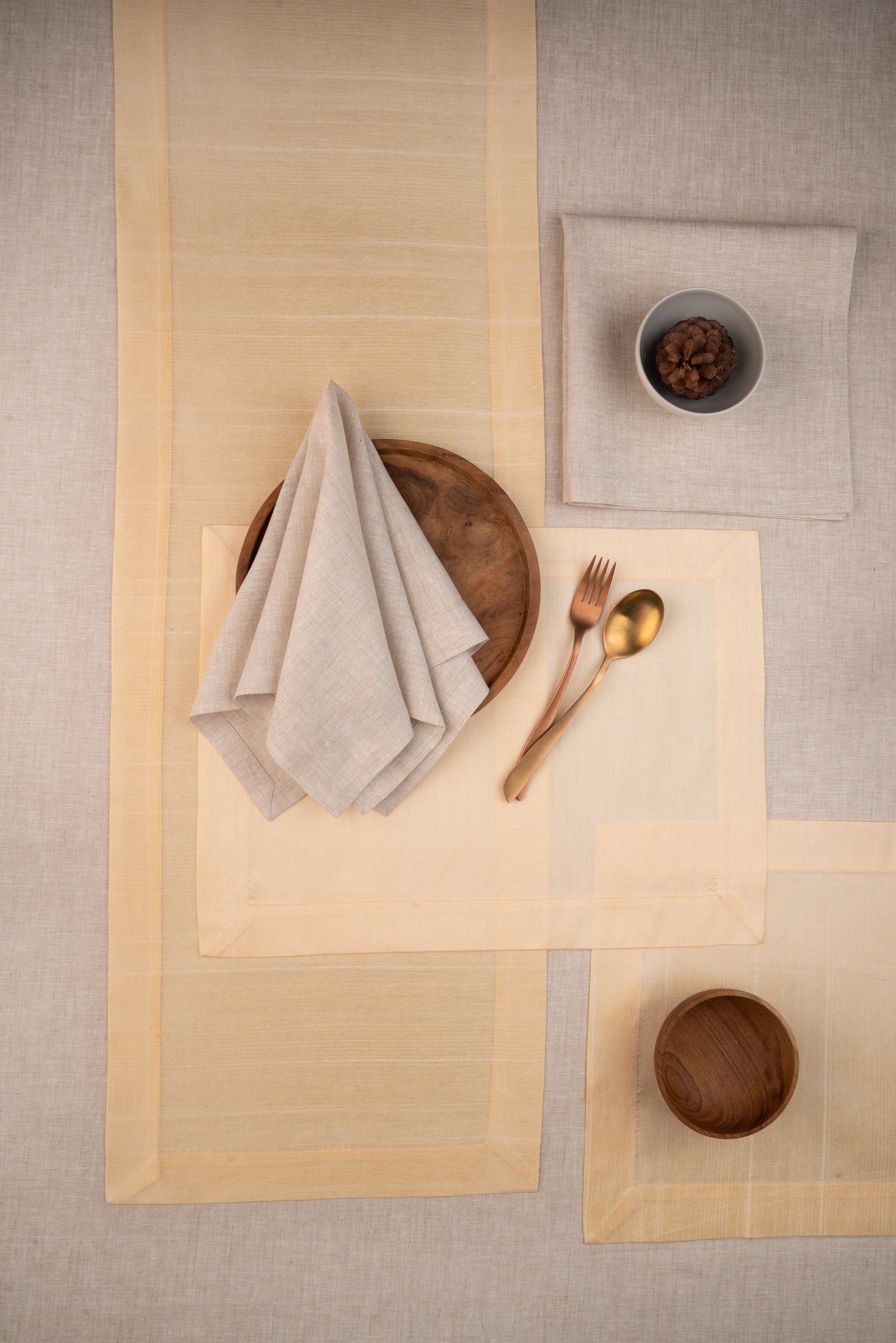 Cream Raw Silk Look Recycled Fabric Table Runner