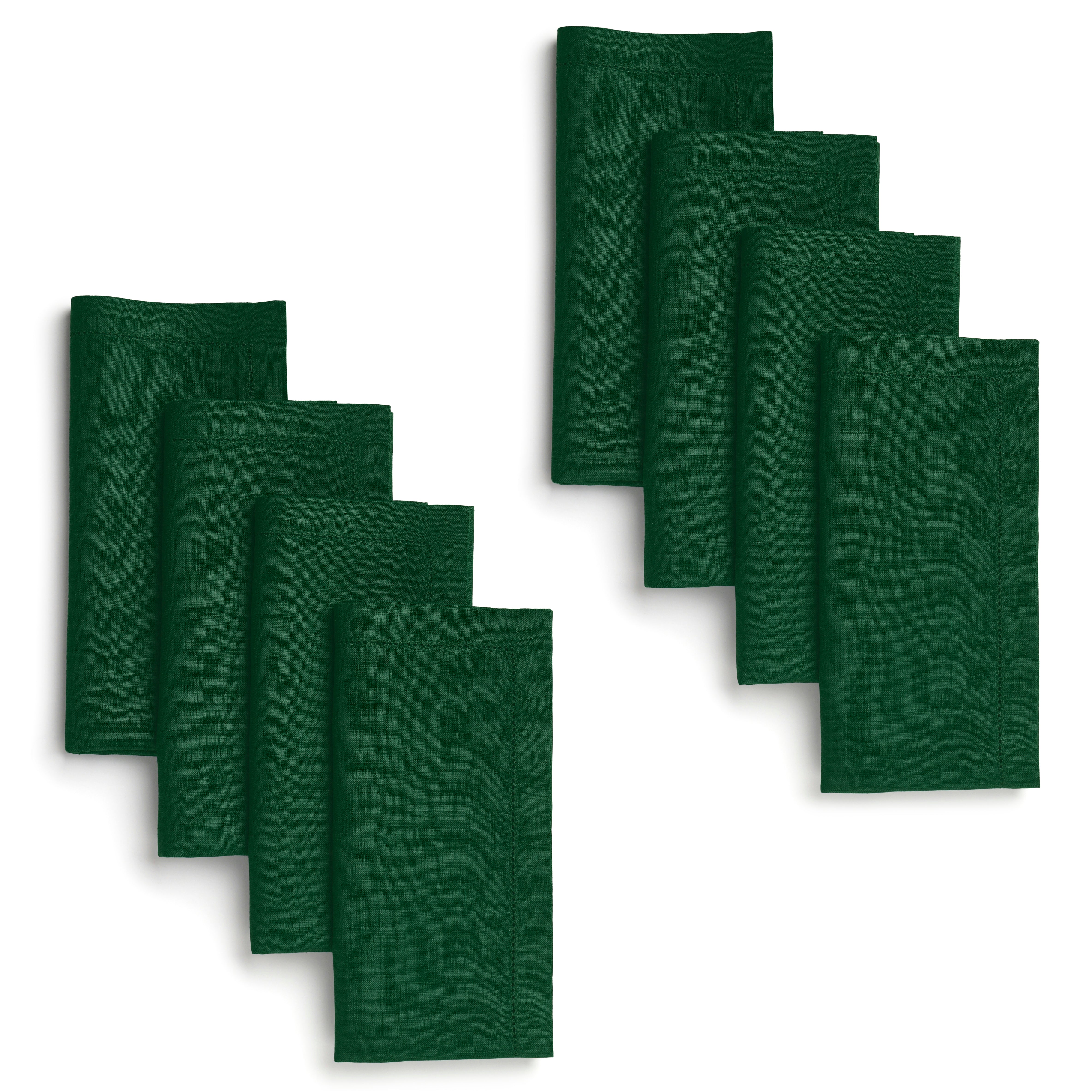 Forest Green Linen Napkins, Hemstitch, 20 x 20 inch, 8 pcs