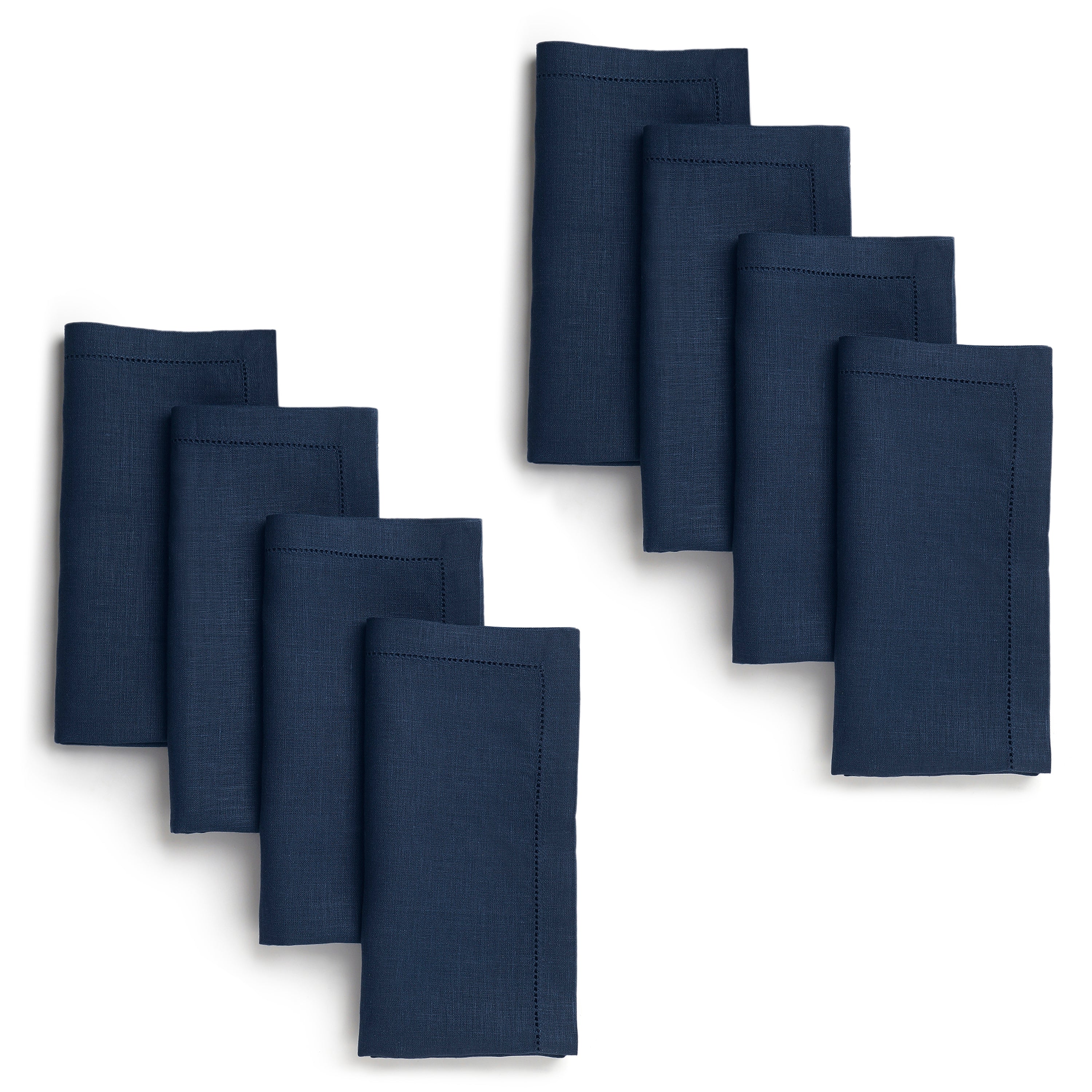 Navy Blue Linen Napkins, Hemstitch, 20 x 20 inch, 8 pcs