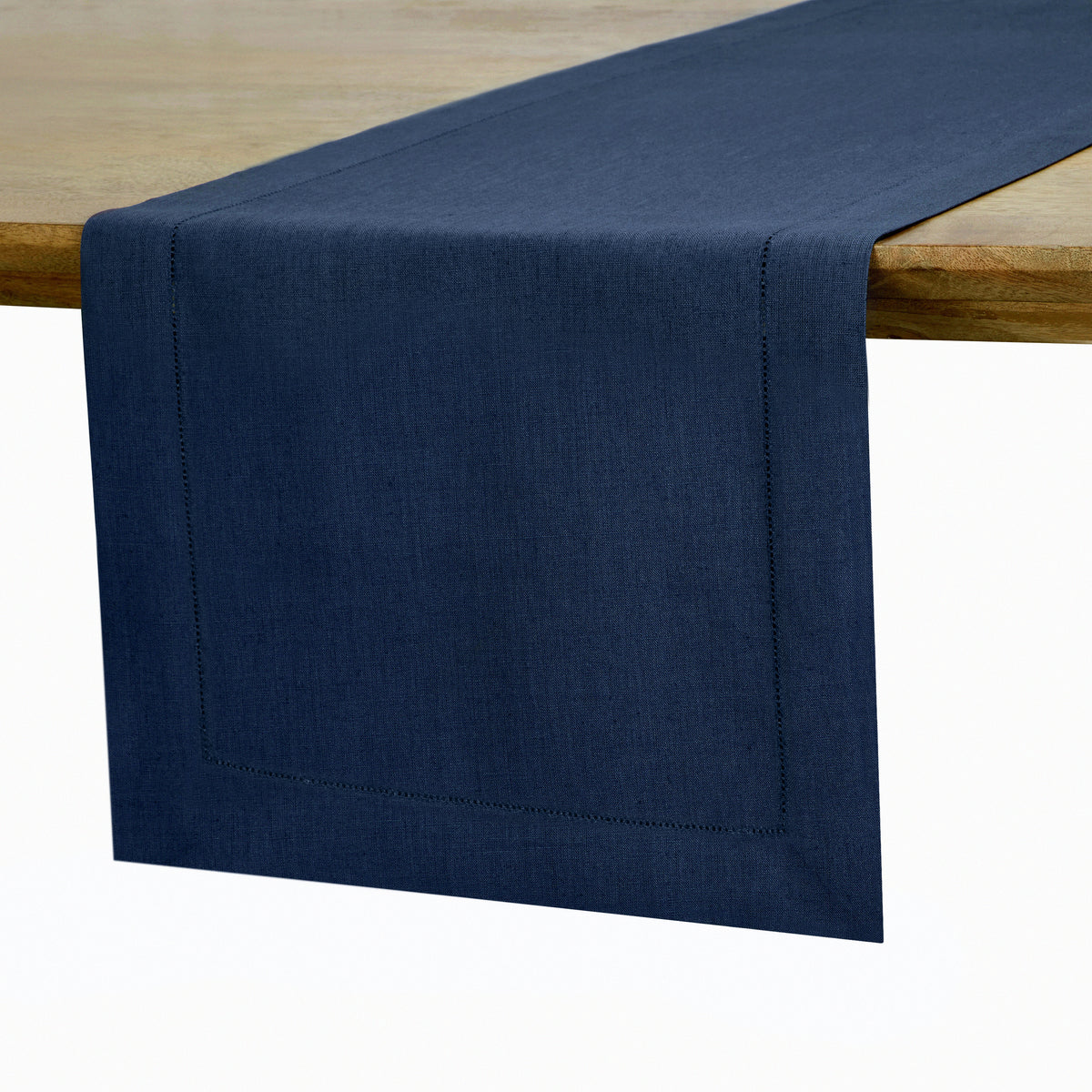 Navy Blue Linen Table Runner - Hemstitch