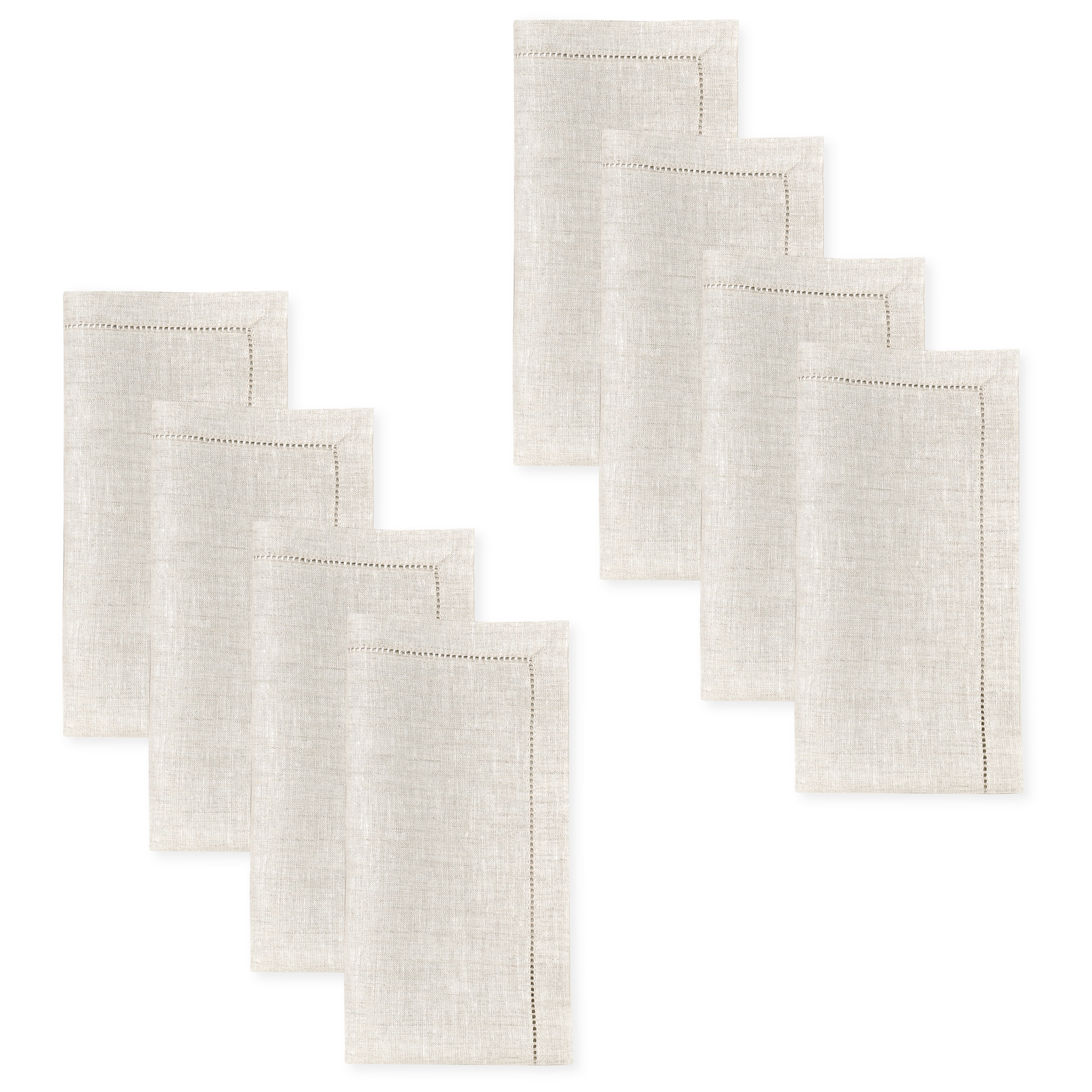 Light Natural Linen Napkins, Hemstitch, 20 x 20 inch, 8 pcs