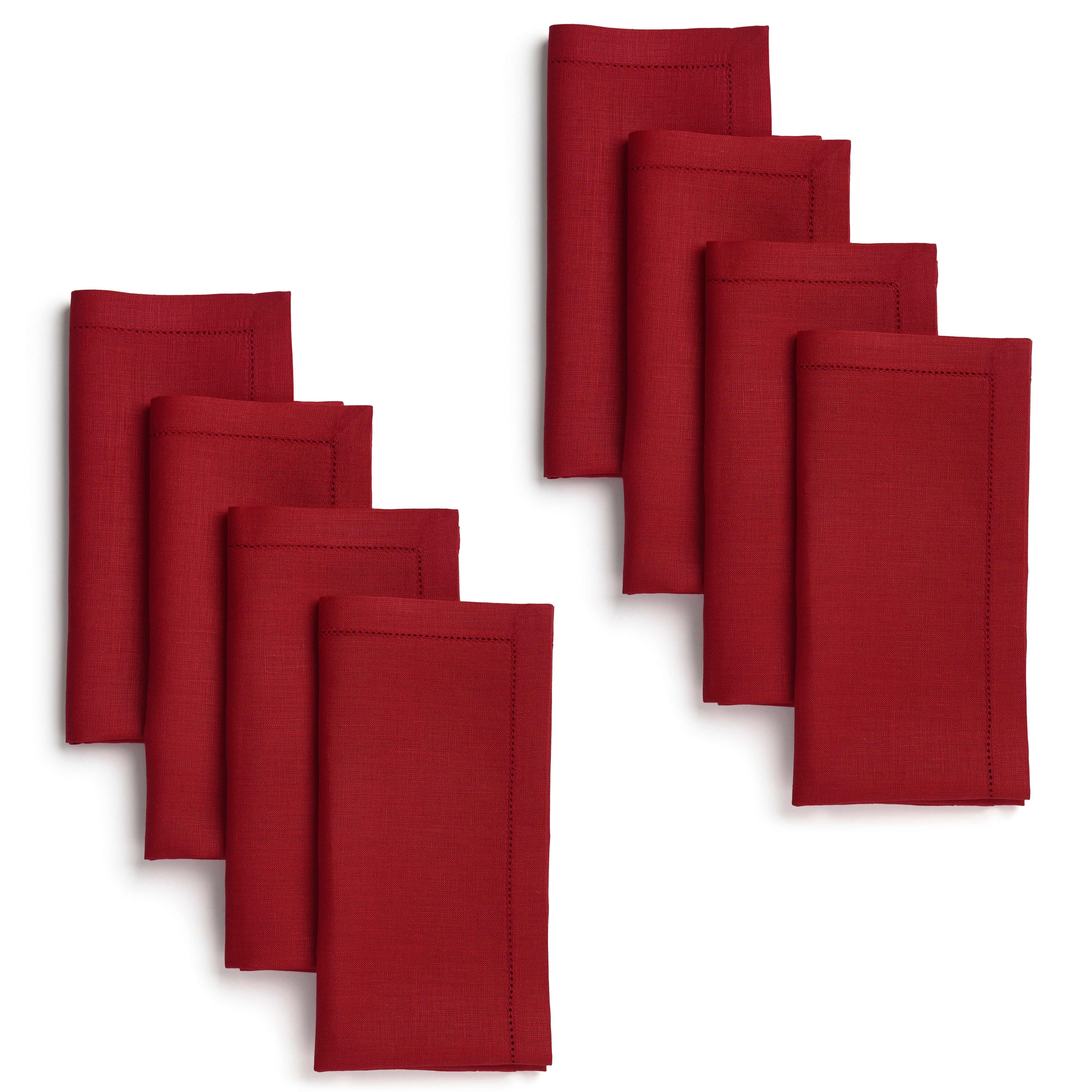 Red Linen Napkins, Hemstitch, 20 x 20 inch, 8 pcs