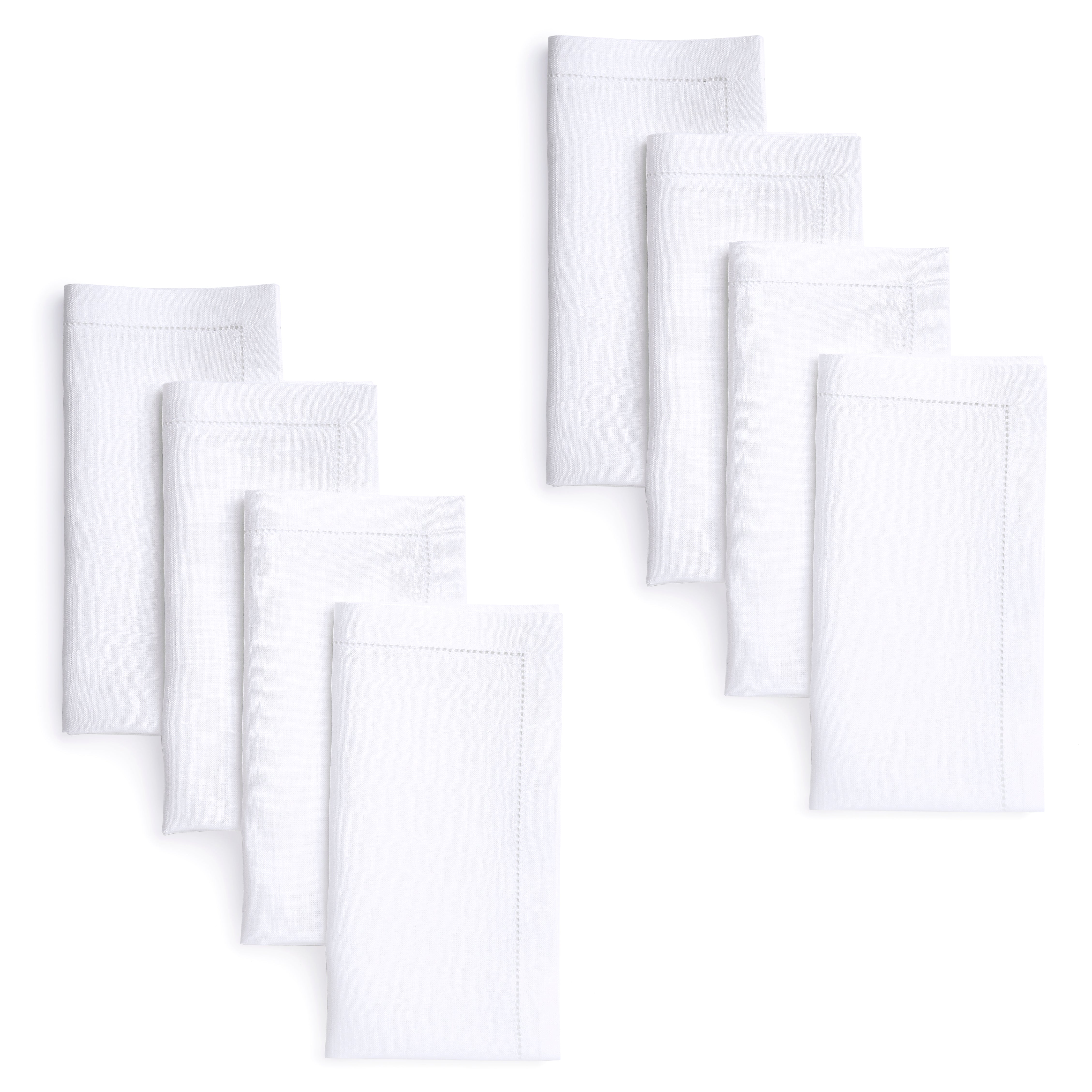 White Linen Napkins, Hemstitch, 20 x 20 inch, 8 pcs