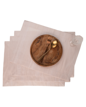 Light Natural Raw Silk Textured Placemats 14 x 19 Inch Set of 4 - Mitered Corner