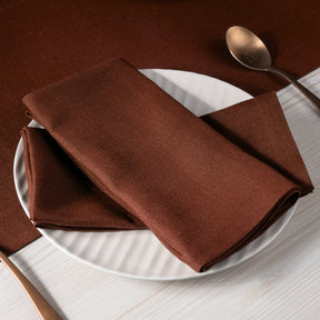Brown Linen Textured Dinner Napkins 20 x 20 Inch Set of 4 - Mitered Corner