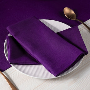 Purple Linen Look Recycled Fabric Mitered Corner Dinner Napkins