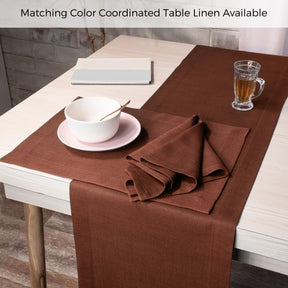 Brown Linen Look Recycled Fabric Mitered Corner Dinner Napkins