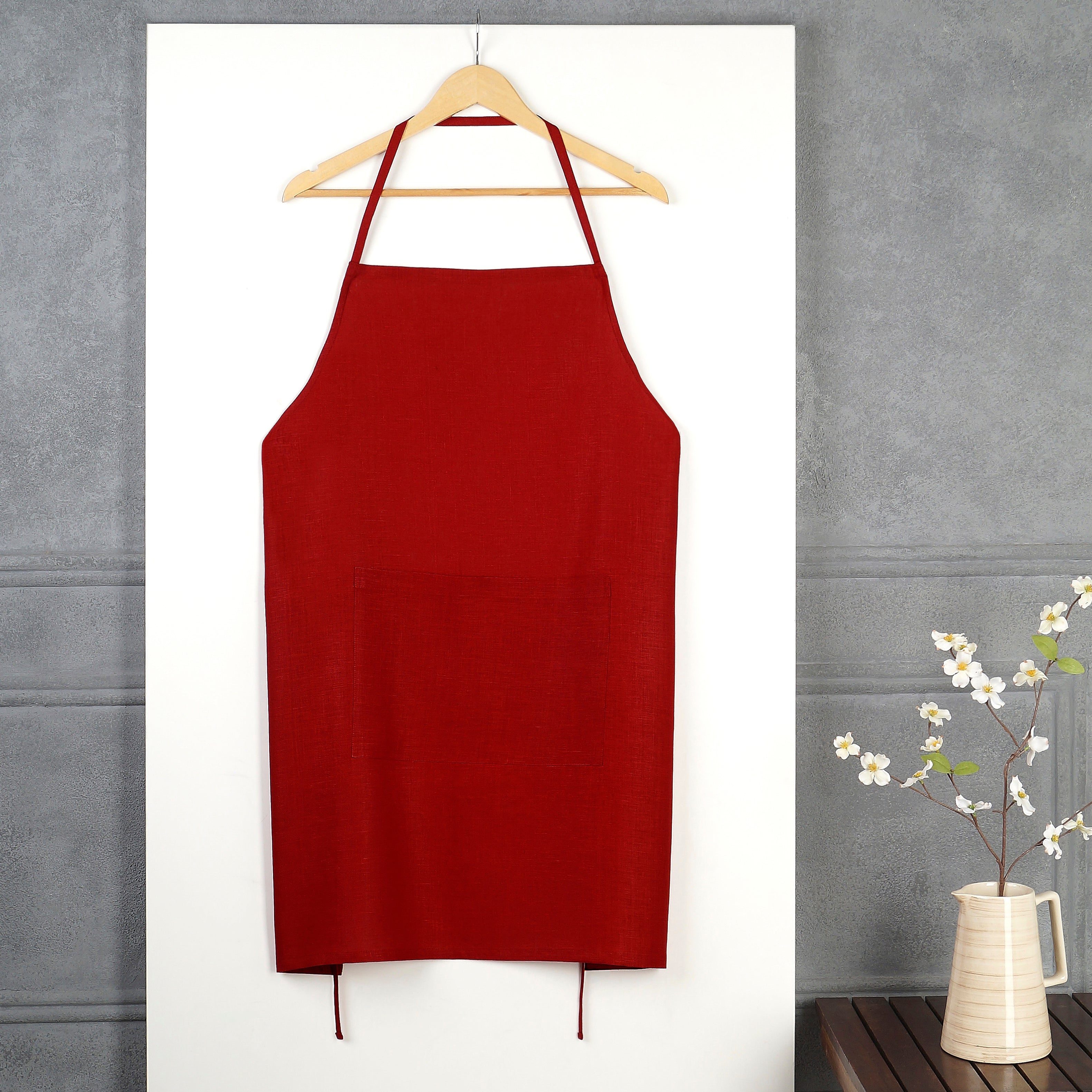 Classic Red Linen Apron