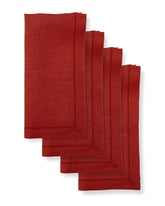 Red Linen Dinner Napkins 20 x 20 Inch Set of 4 - Hemstitch