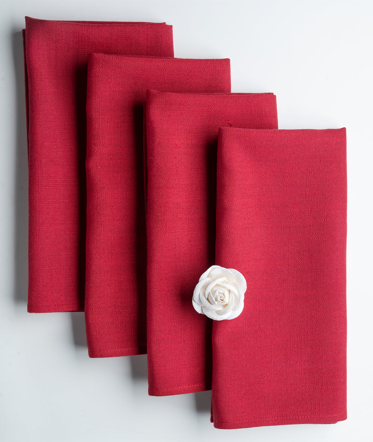 Red Linen Textured Dinner Napkins 20 x 20 Inch Set of 4 - Plain