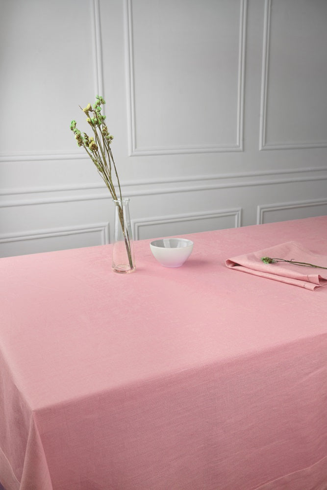 Dusty Pink Linen Tablecloth - Hemmed