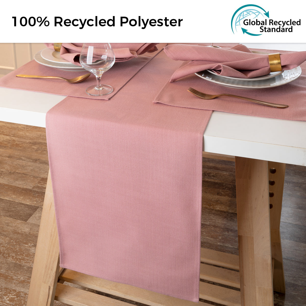 Dusty Pink Faux Linen Table Runner - Plain