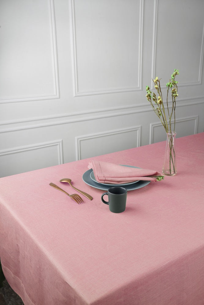 Dusty Pink Linen Tablecloth - Hemmed
