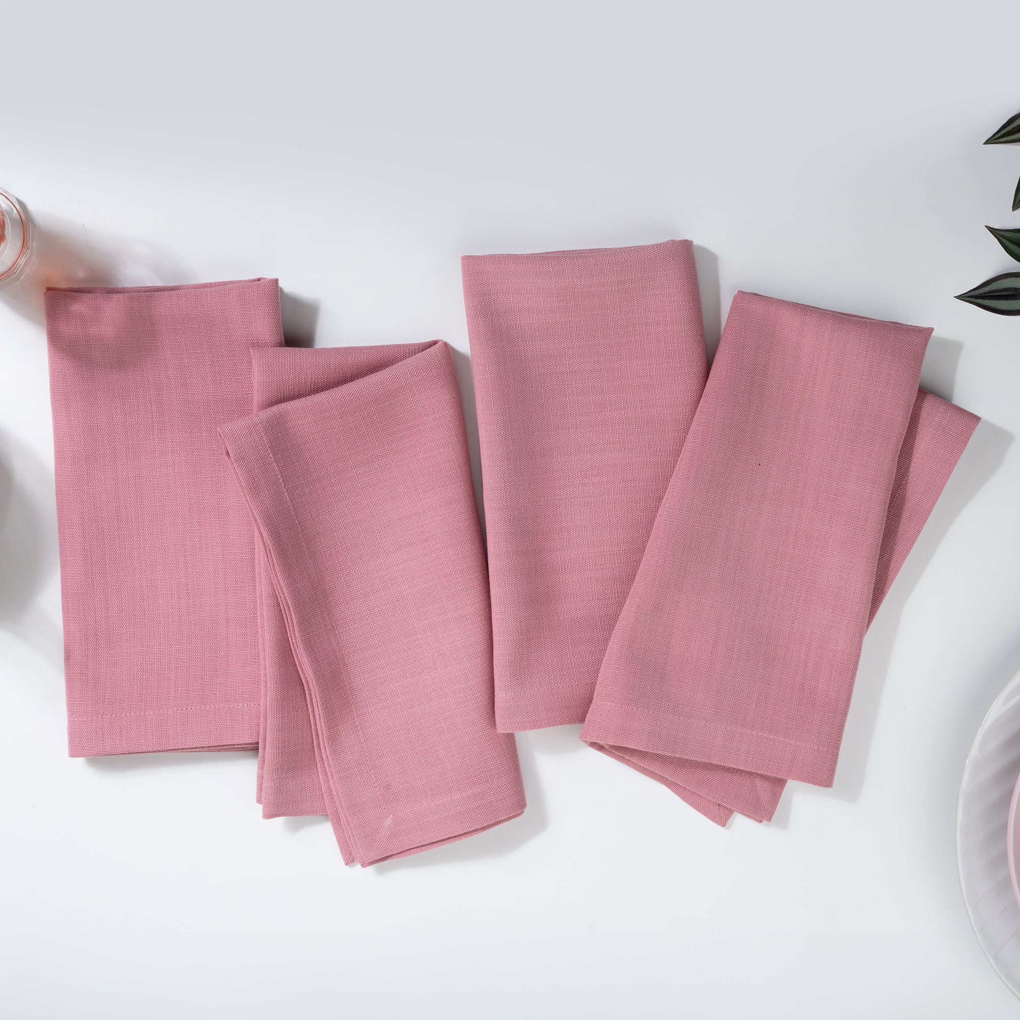 Dusty Pink Faux Linen Napkins, Mitered Corner, 20 x 20 inch, 4 pcs