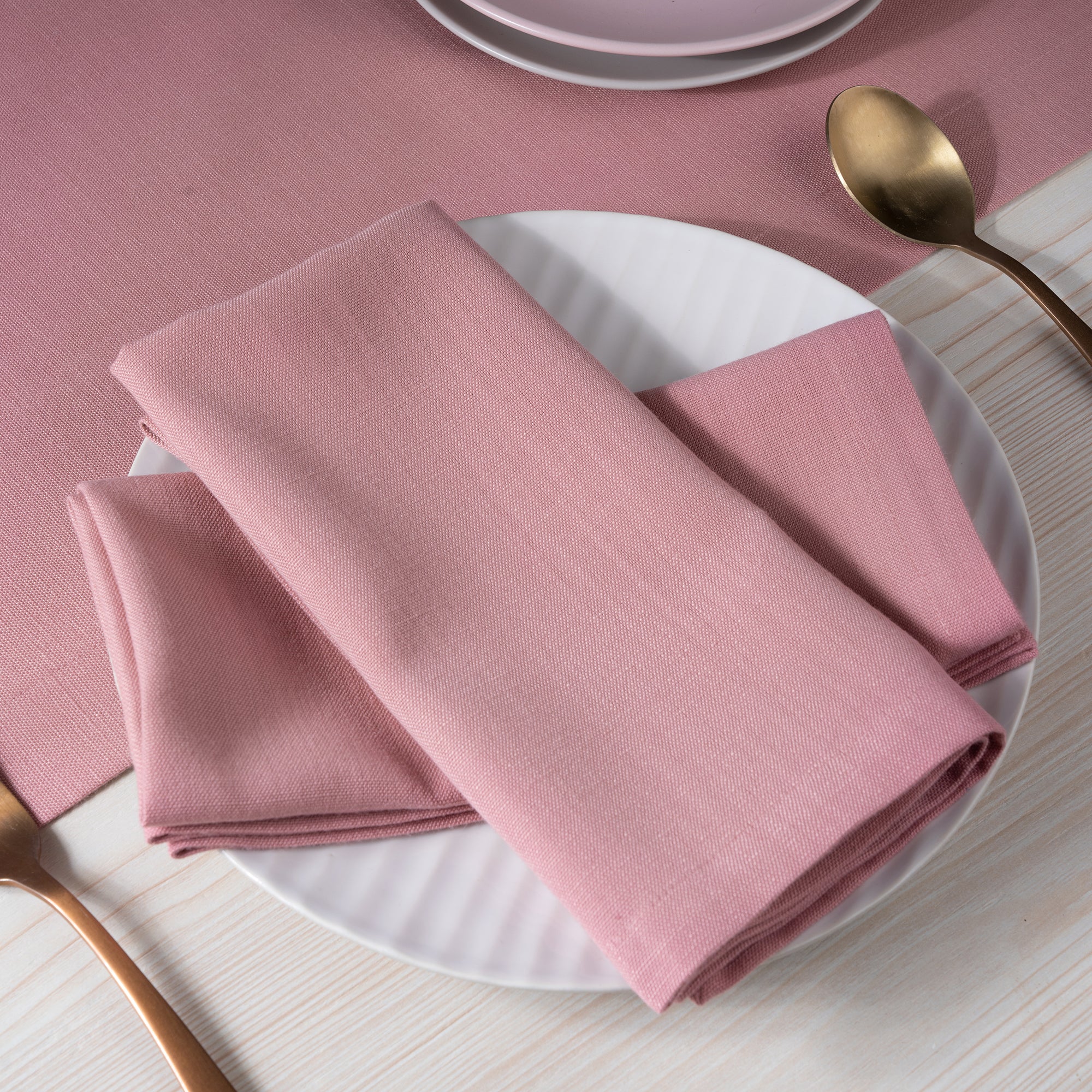 Dusty Pink Faux Linen Napkins, Mitered Corner, 20 x 20 inch, 4 pcs