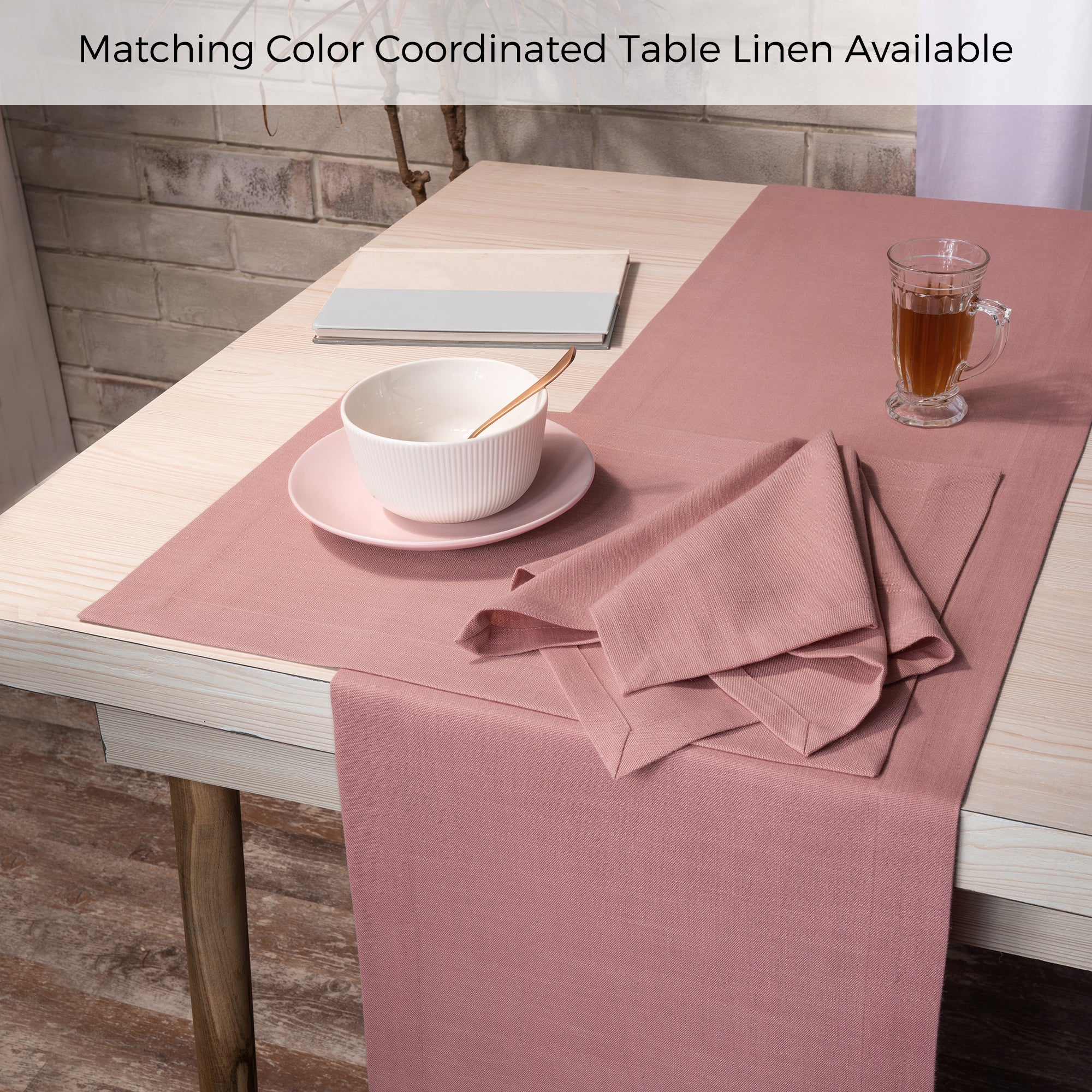 Dusty Pink Faux Linen Napkins, Mitered Corner, 20 x 20 inch, 4 pcs