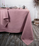 Dusty Pink Linen Textured Tablecloth - Mitered Corner