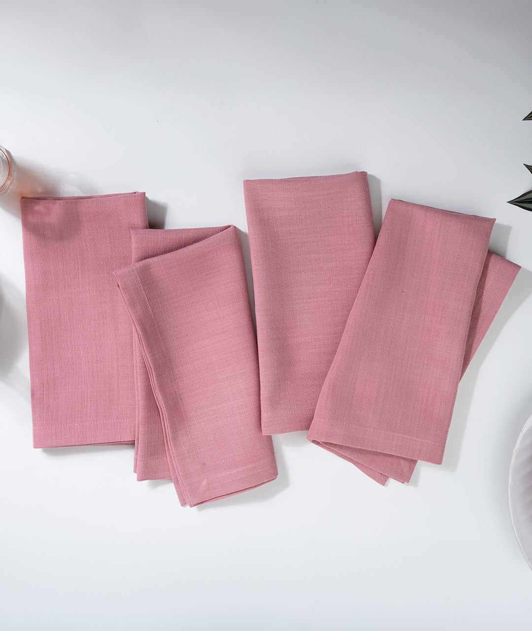 Dusty Pink Linen Textured Dinner Napkins 20 x 20 Inch Set of 4 - Mitered Corner
