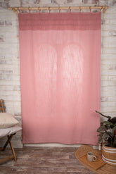 Dusty Pink Linen Look Three Layer Fringe Curtains | 1 Panel