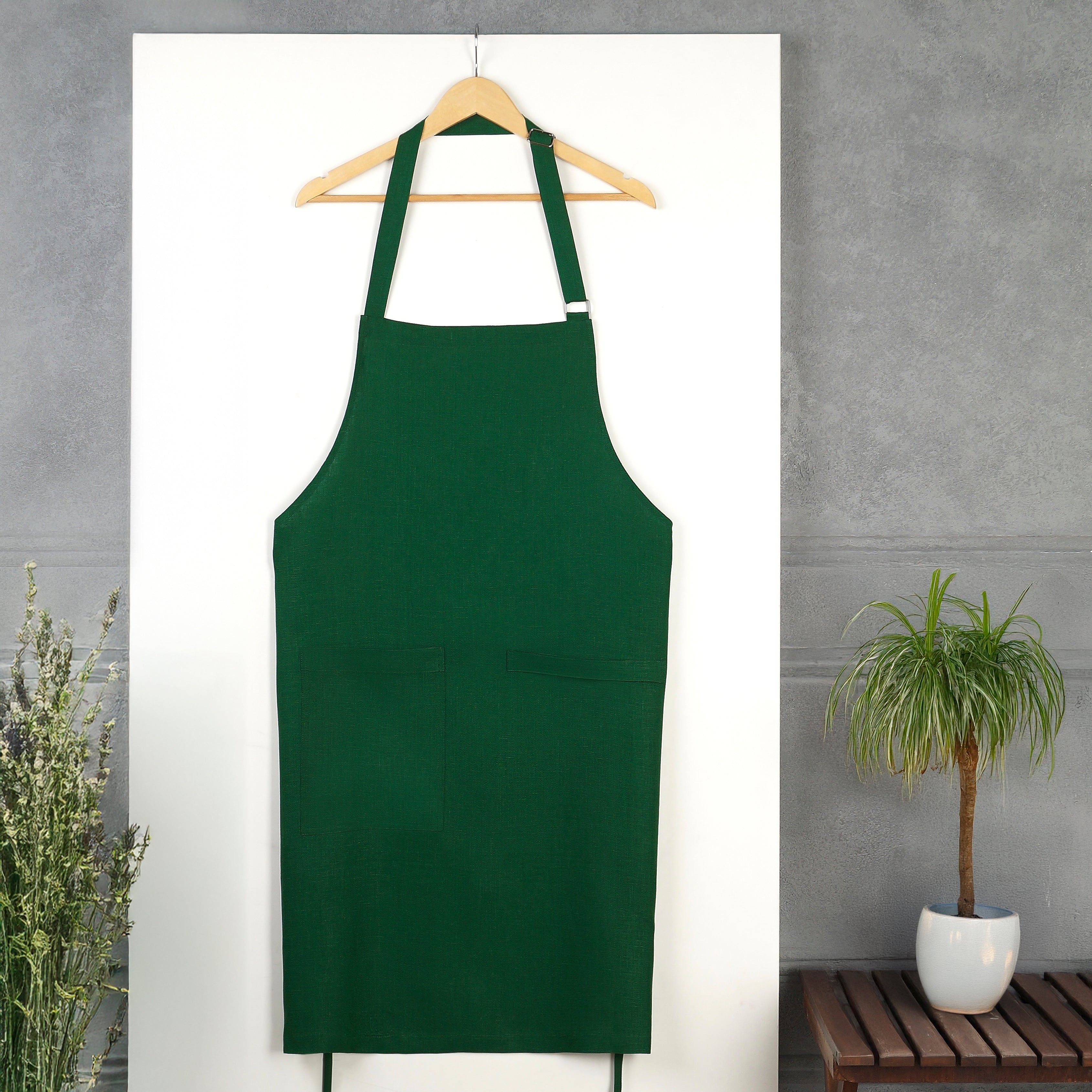 Forest Green Linen Apron