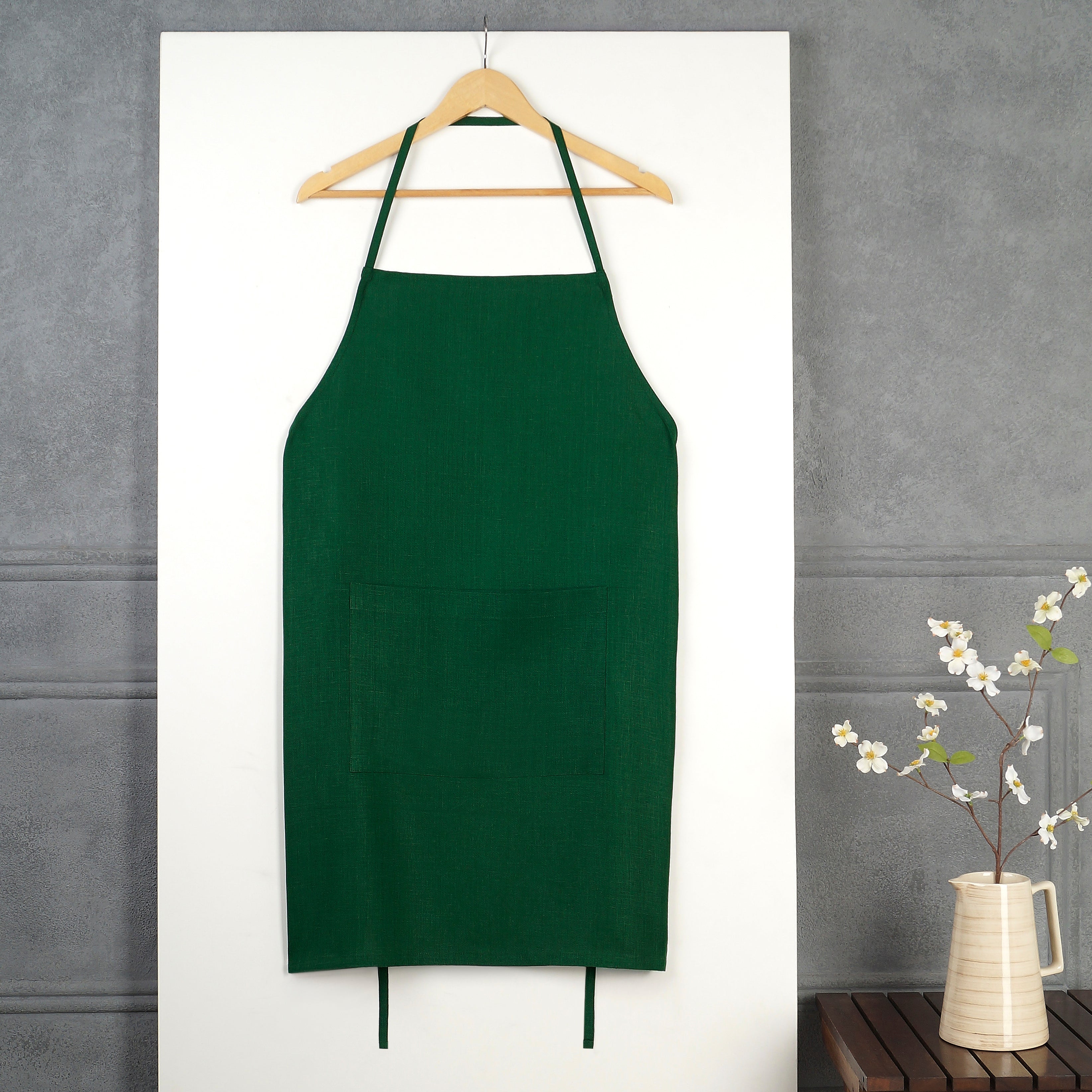 Classic Forest Green Linen Apron