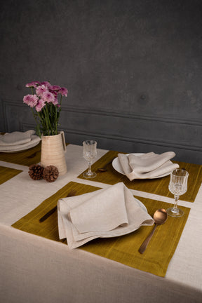 Gold Raw Silk Look Recycled Fabric Placemats