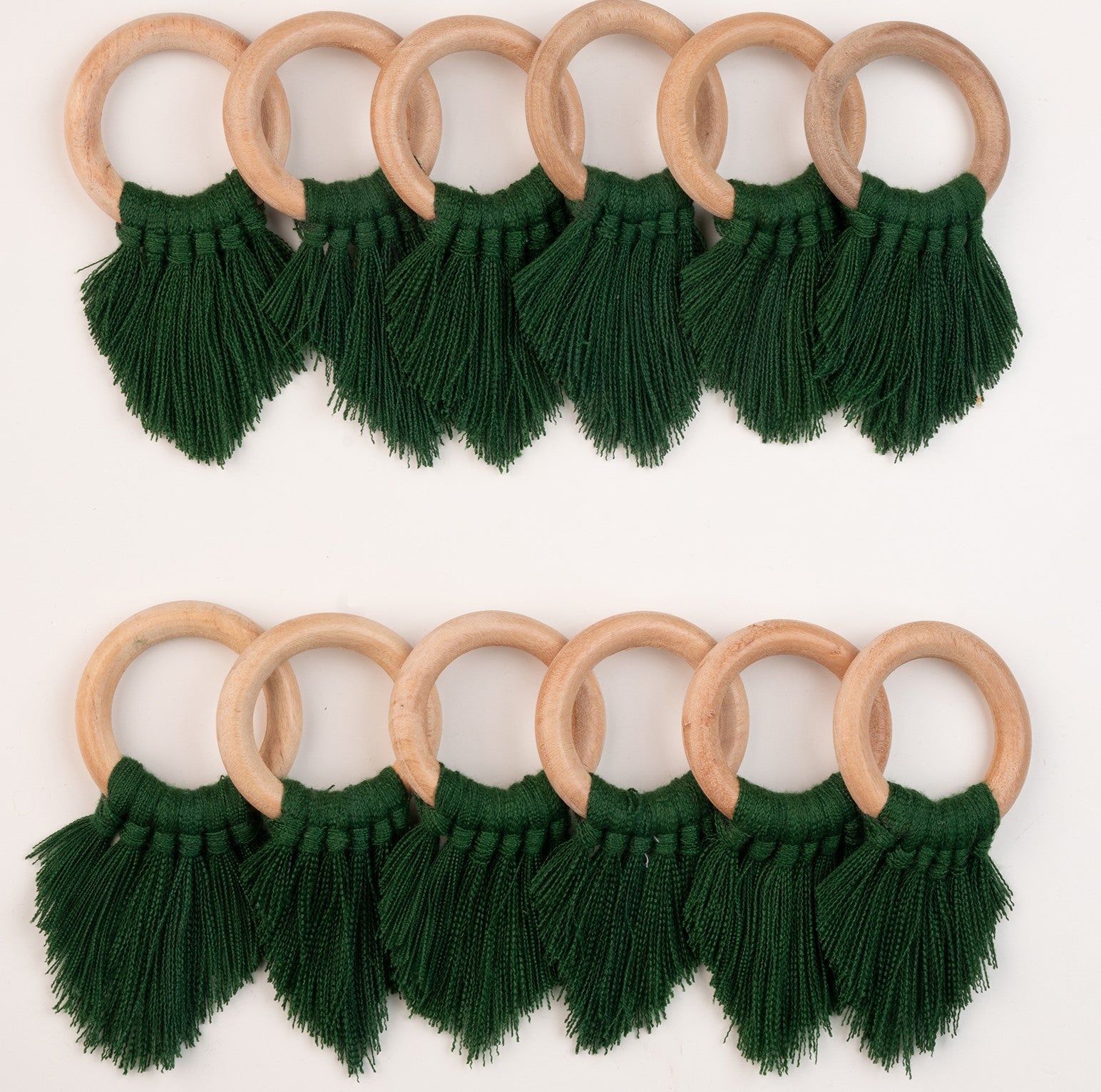 Eden Green Napkin Rings With Fringe