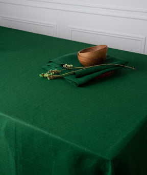 Eden Green Linen Tablecloth - Hemmed