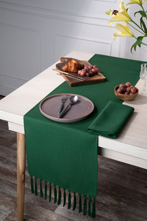 Eden Green Textured Table Runner - Tassel