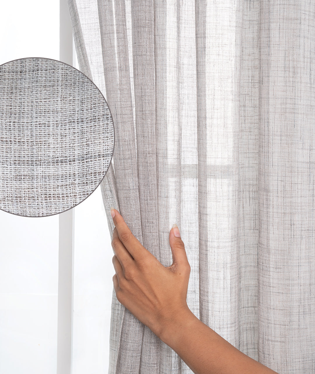 Light Grey Jute Textured Curtain | Set of 2 Panels