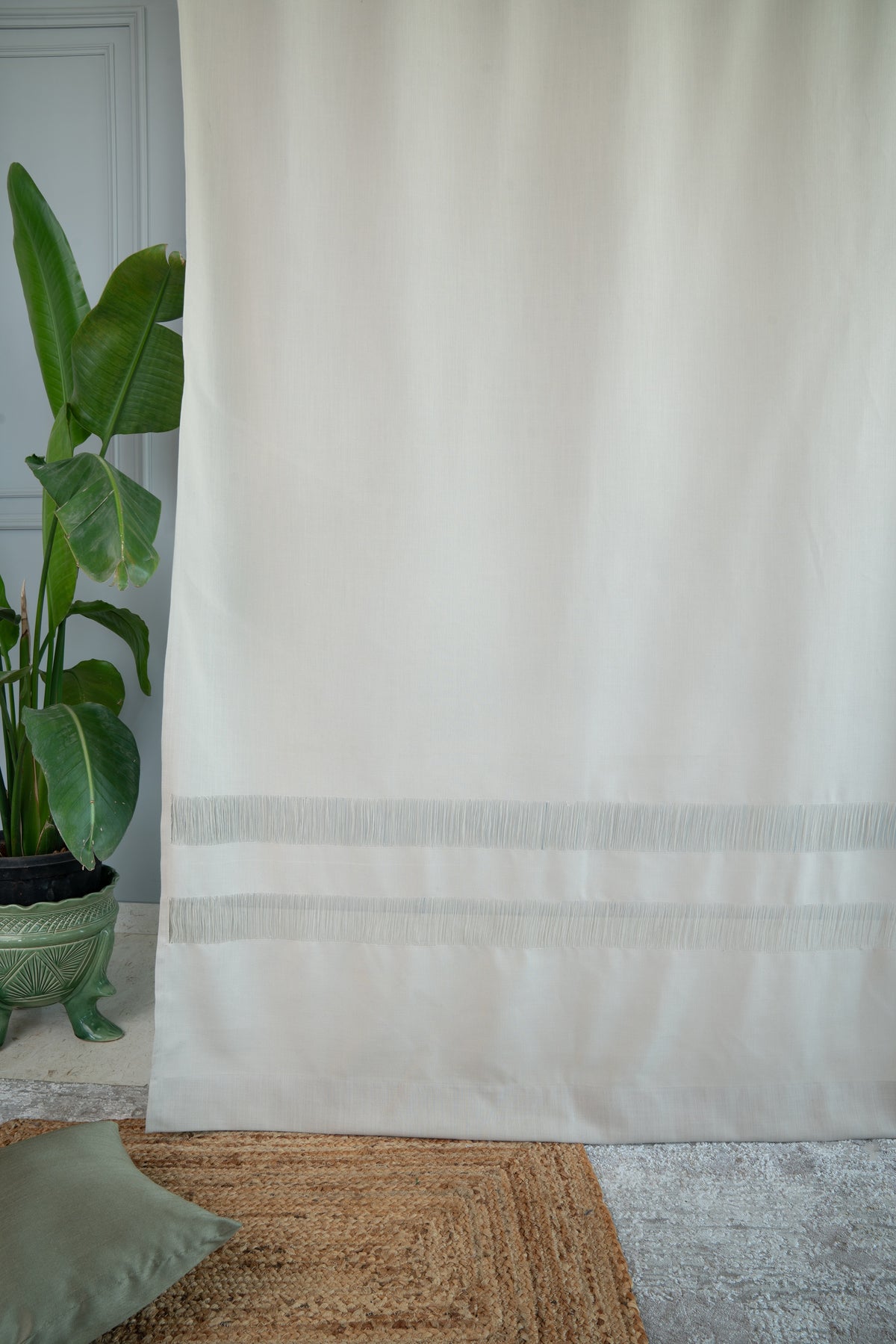 Natural Linen Look Net Design Curtain | 1 Panel