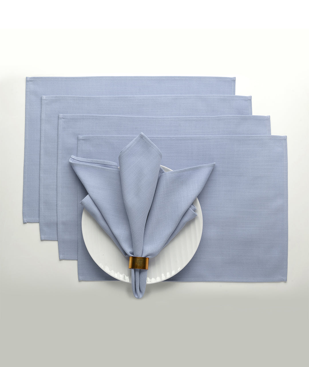 Powder Blue Linen Textured Placemats 13 x 18 Inch Set of 4 - Plain