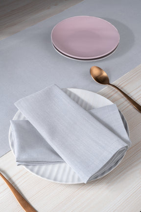 Light Grey Linen Textured Dinner Napkins 20 x 20 Inch Set of 4 - Mitered Corner