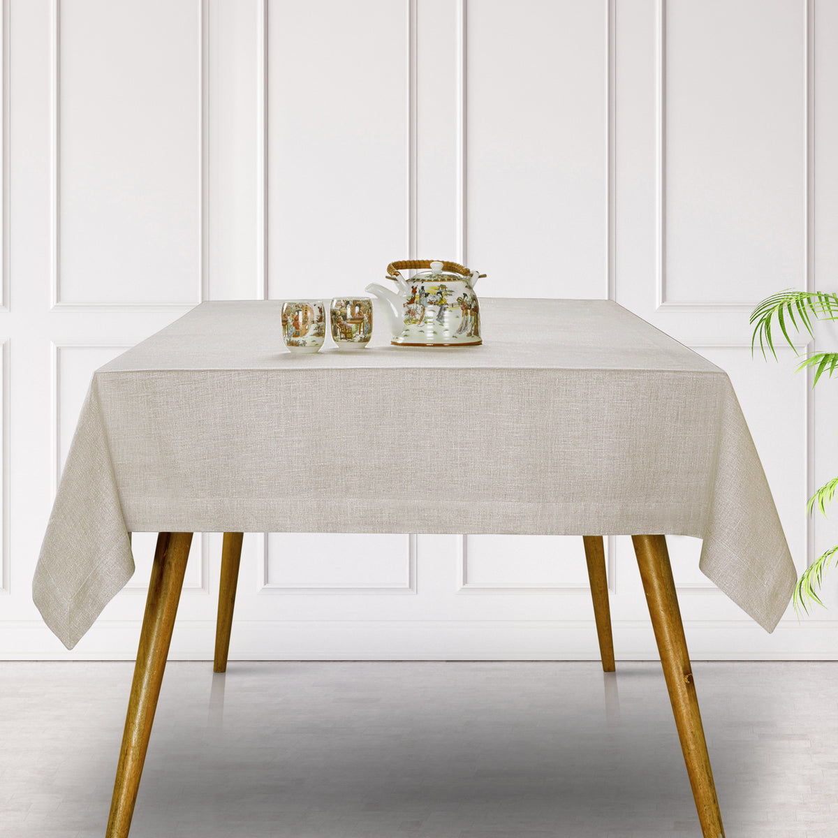 Light Natural Linen Tablecloth - Hemmed