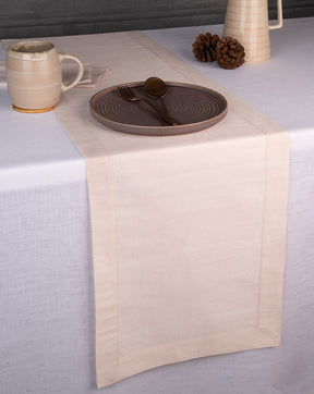 Light Natural Raw Silk Look Recycled Fabric Table Runner