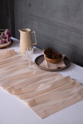 Light Natural Raw Silk Look Recycled Fabric Table Runner