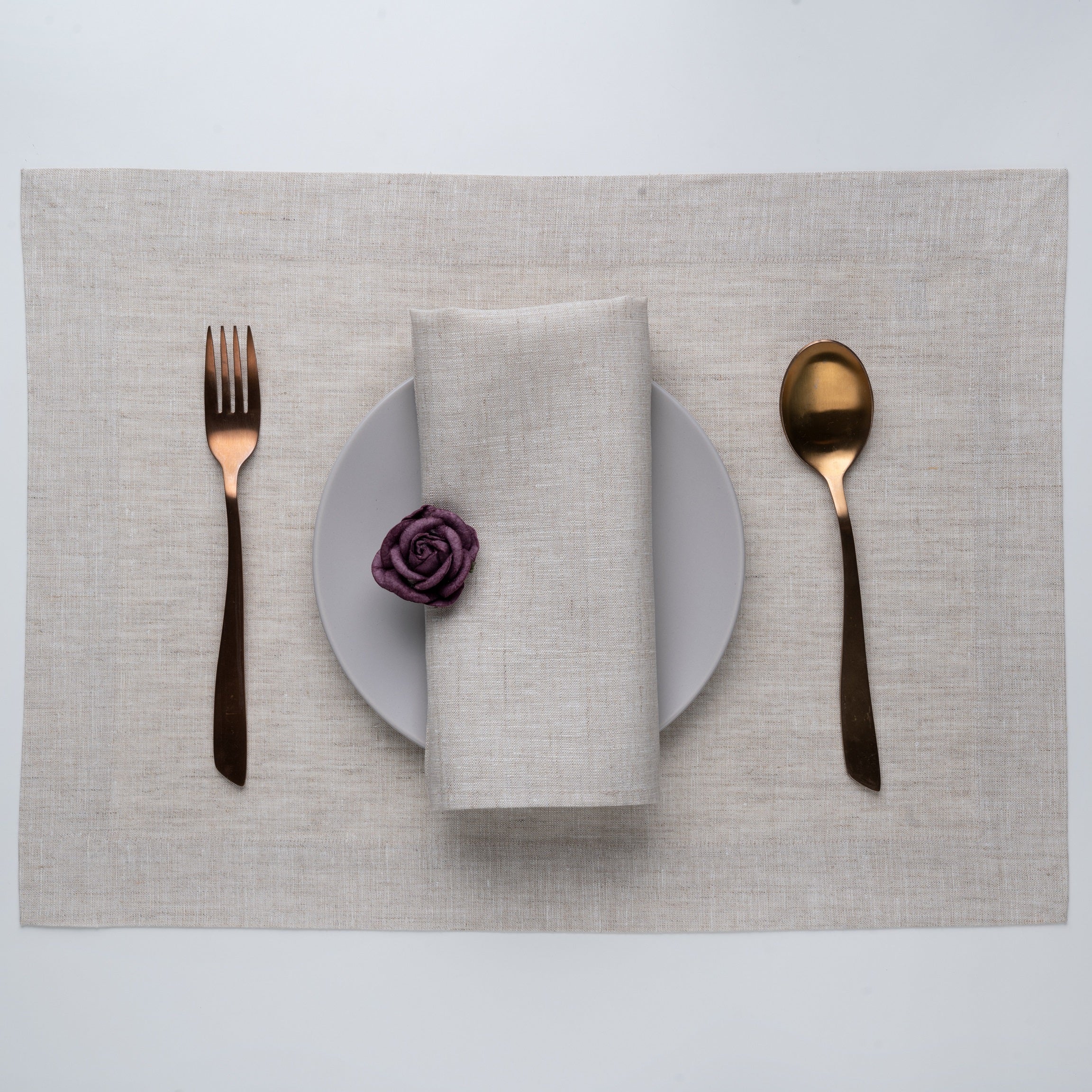 Light Natural Linen Napkins, Hemmed, 18 x 18 inch, 4 pcs