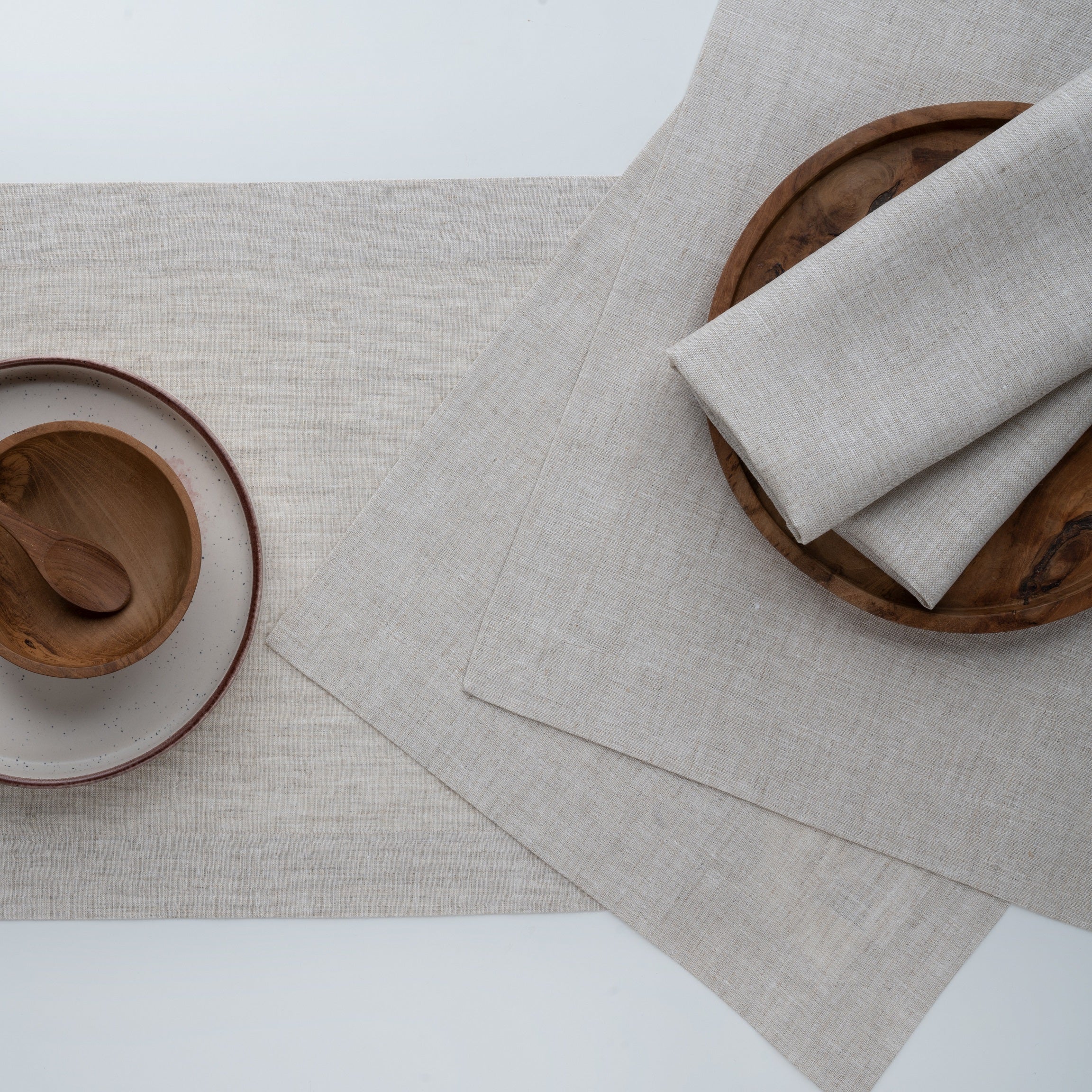 Light Natural Linen Napkins, Hemmed, 18 x 18 inch, 4 pcs