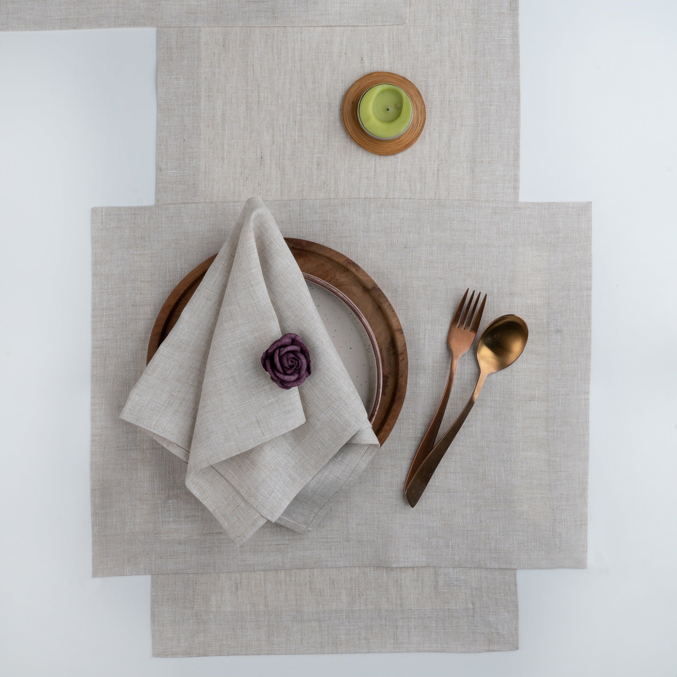 Light Natural Linen Napkins, Hemmed, 18 x 18 inch, 4 pcs