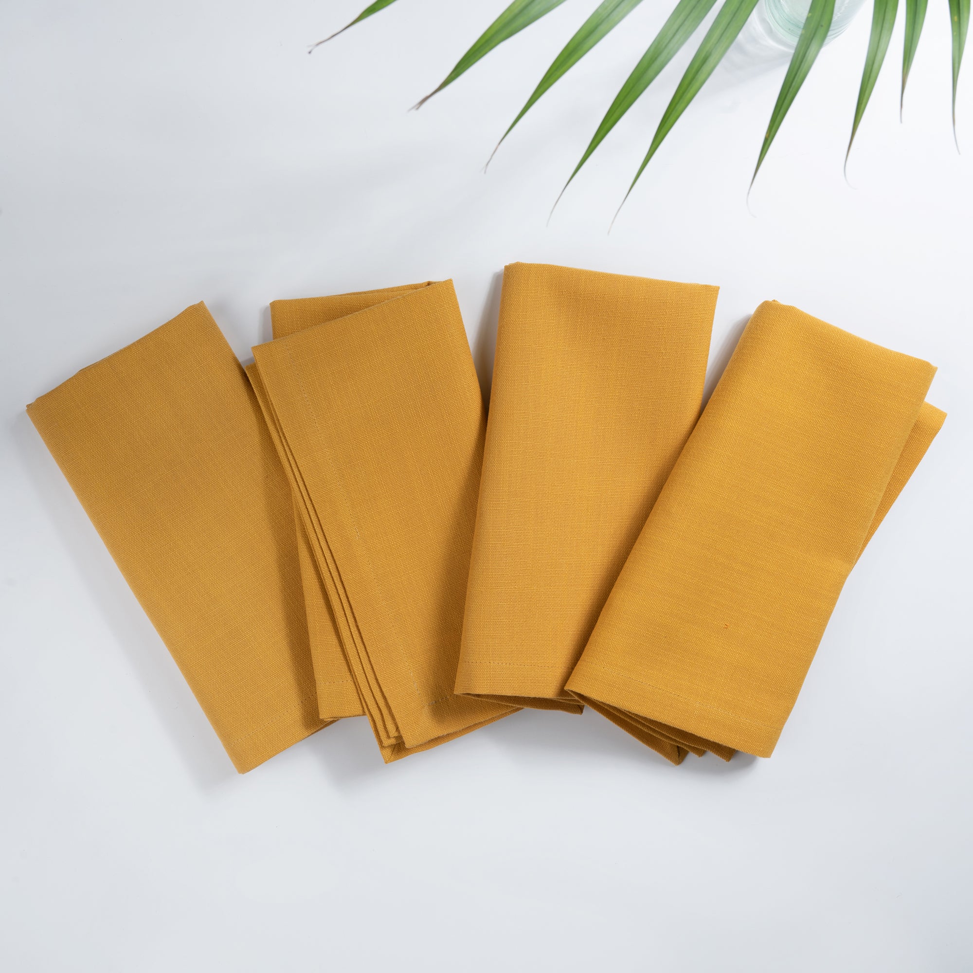 Mustard Faux Linen Napkins, Mitered Corner, 20 x 20 inch, 4 pcs