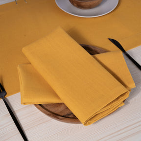 Mustard Faux Linen Dinner Napkins 20 x 20 Inch Set of 4 - Mitered Corner