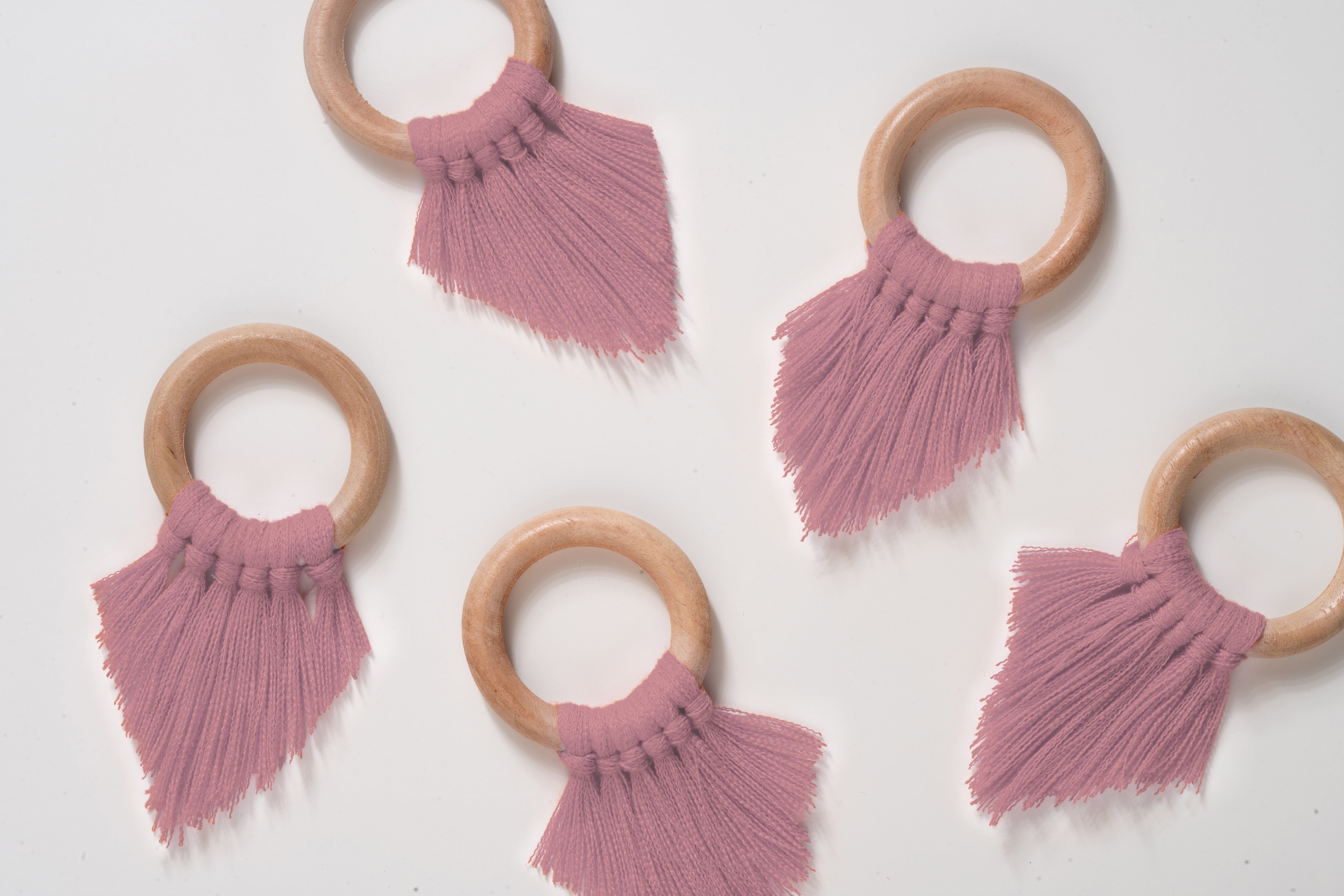 Dusty Pink Napkin Rings With Fringe