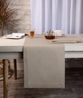 Natural Linen Look Recycled Fabric Mitered Corner Table Runner